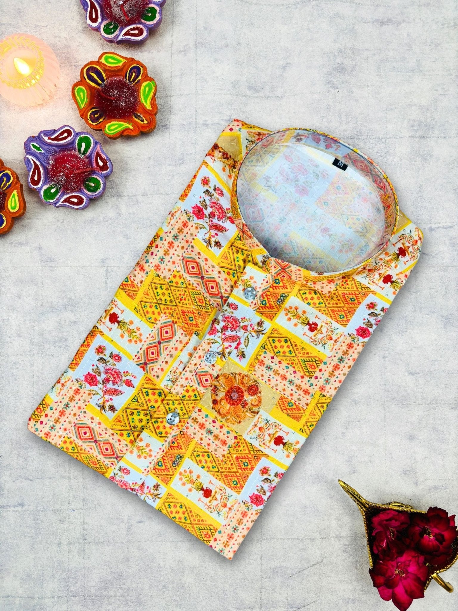 Golden Sunburst Kurta - Jaipuri Crown