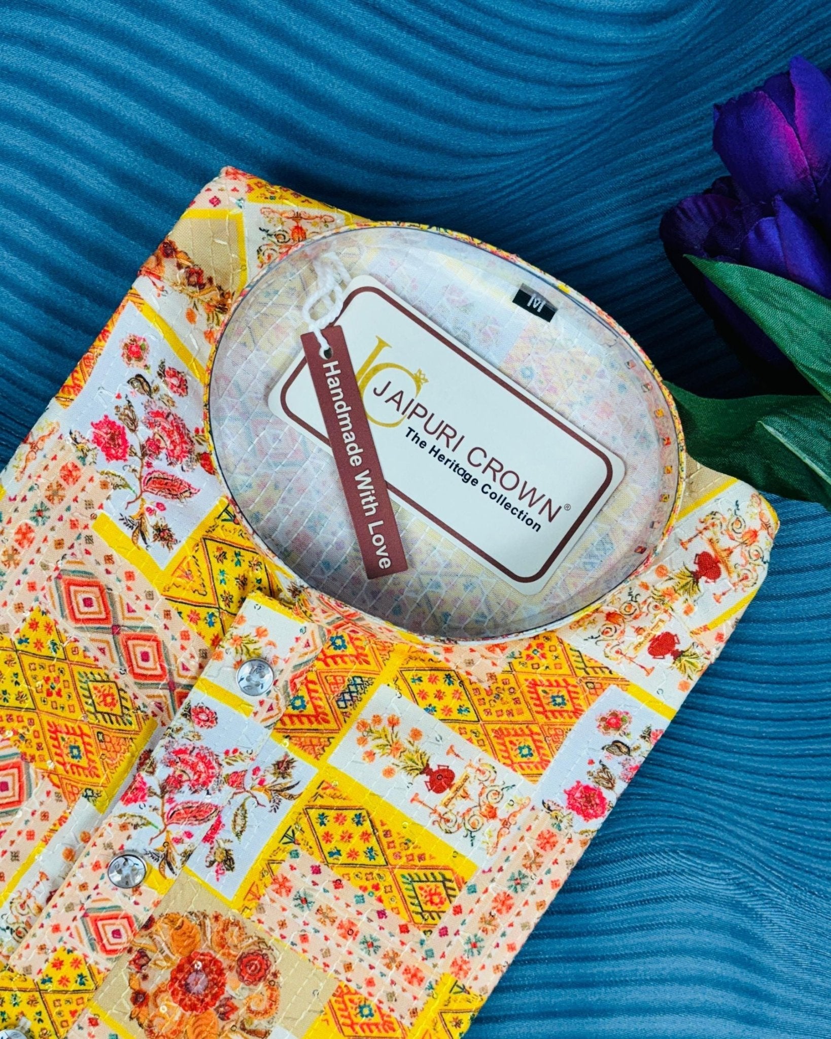 Golden Sunburst Kurta - Jaipuri Crown