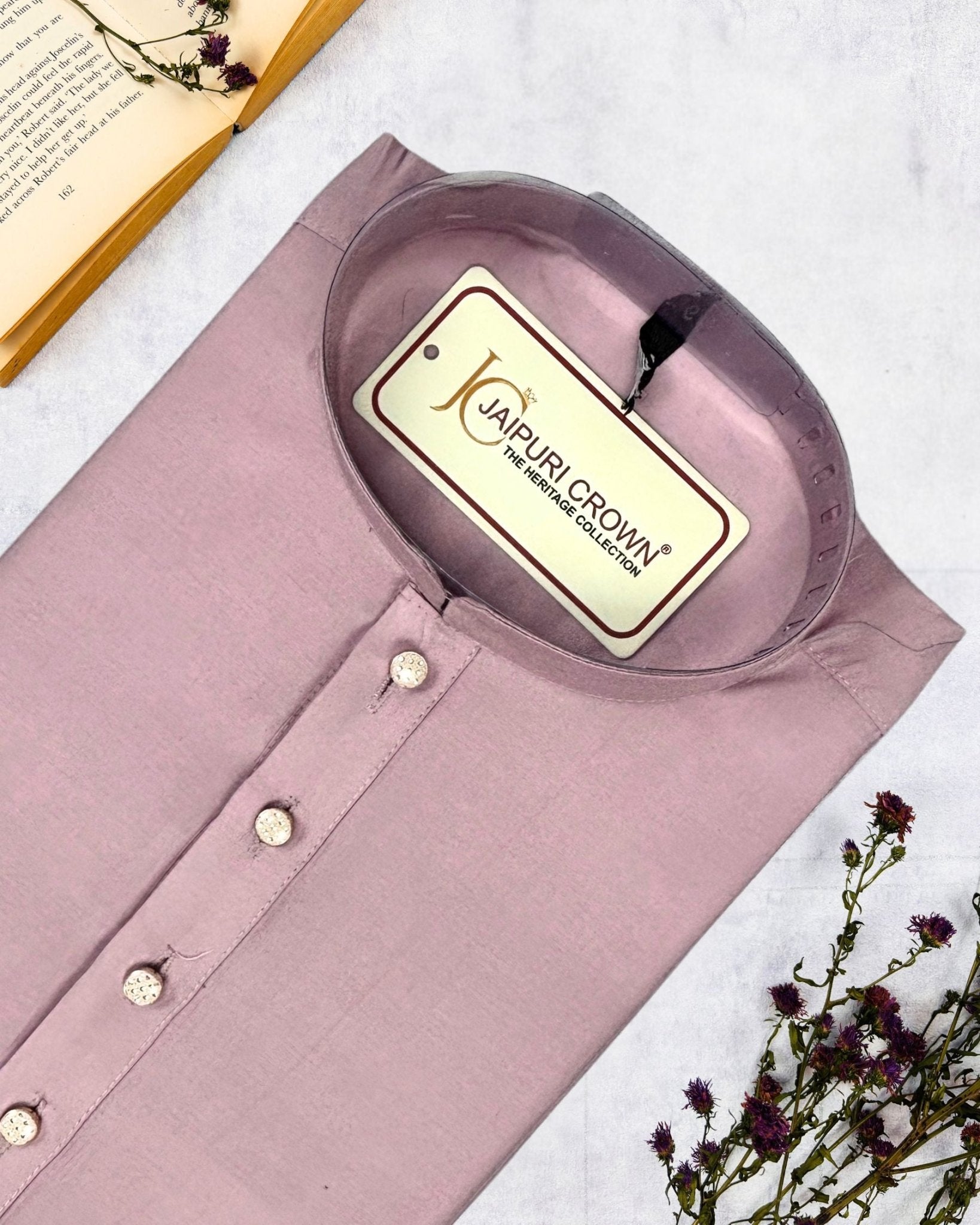 Graceful Baby Pink Plain Kurta - Jaipuri Crown