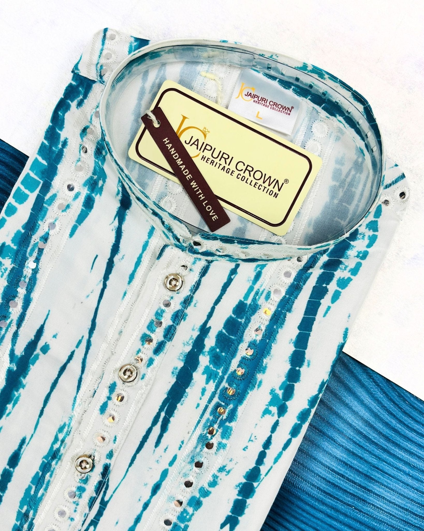 Graceful Stripes Mirror Work Kurta - Jaipuri Crown