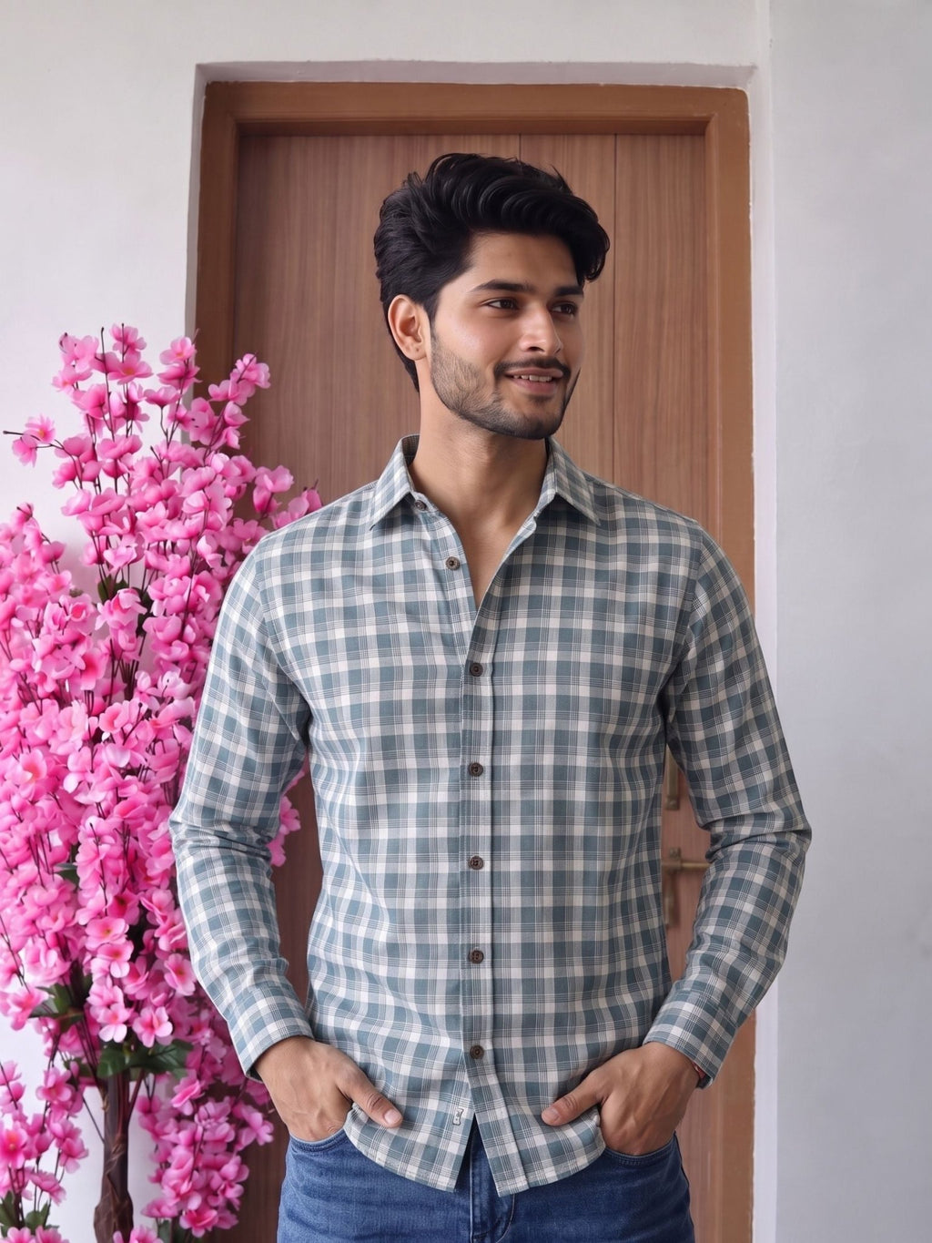 Green Checks – Full Sleeve Cotton Shirt - Jaipuri Crown