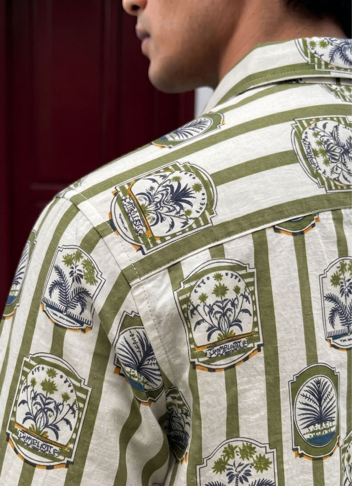 Green Elegance – Printed Cotton Half Sleeve Shirt - Jaipuri Crown