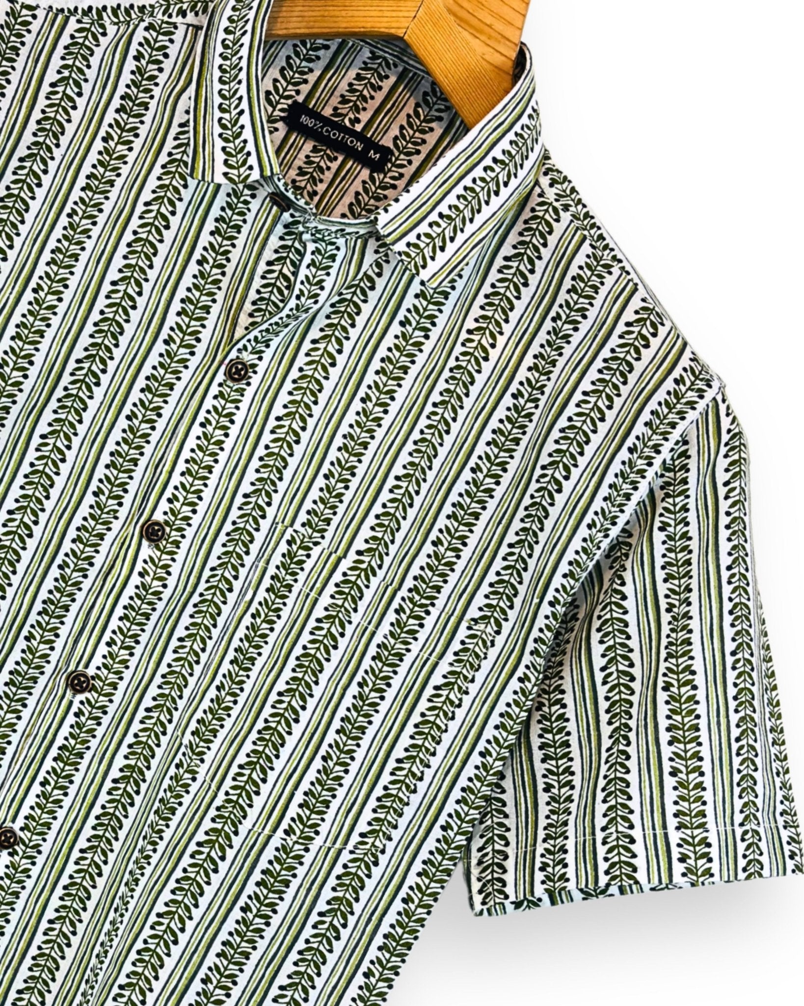 Green Vine – Half Sleeve Cotton Shirt - Jaipuri Crown