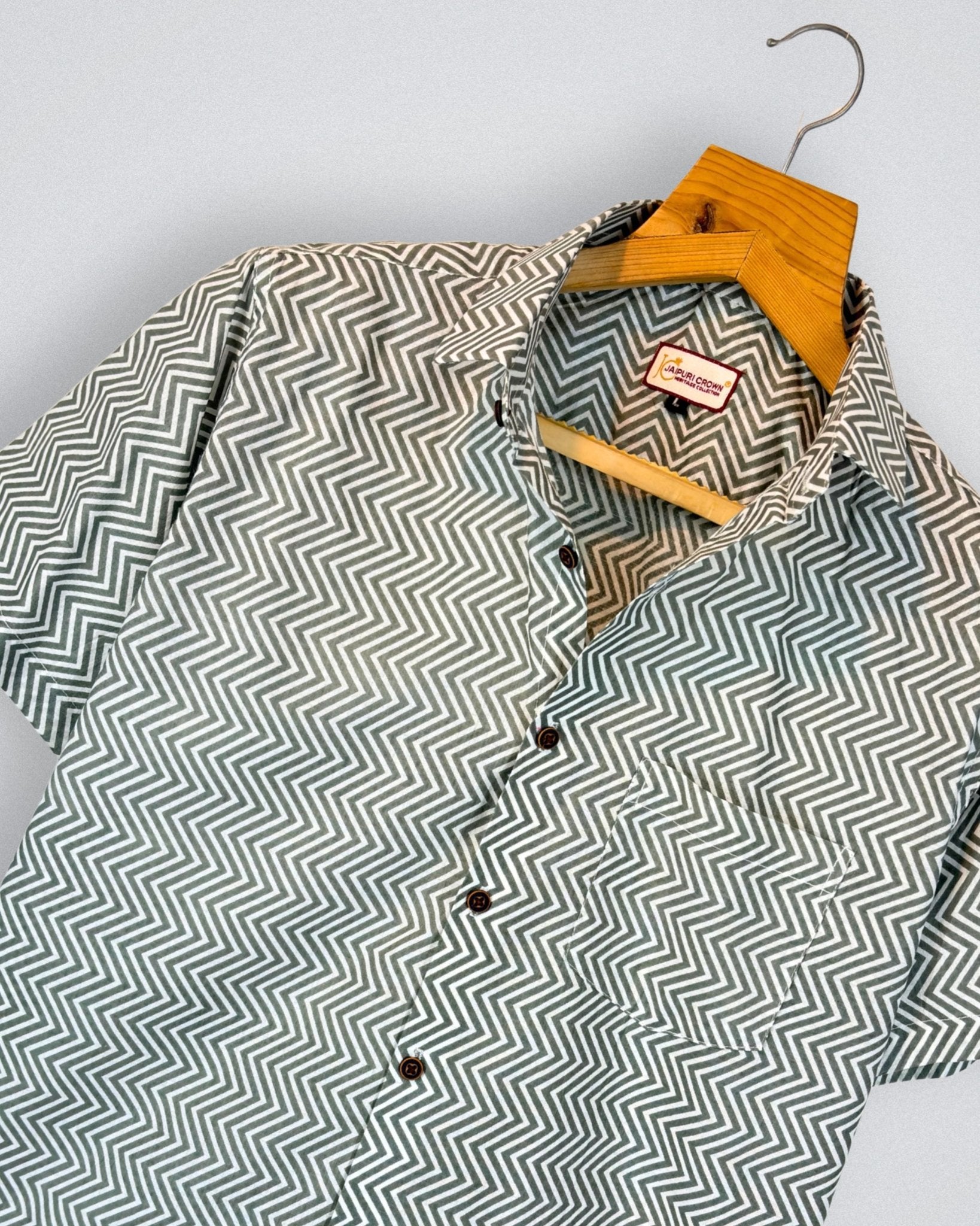 Grey Maze – Geometric Printed Cotton Half Sleeve - Jaipuri Crown