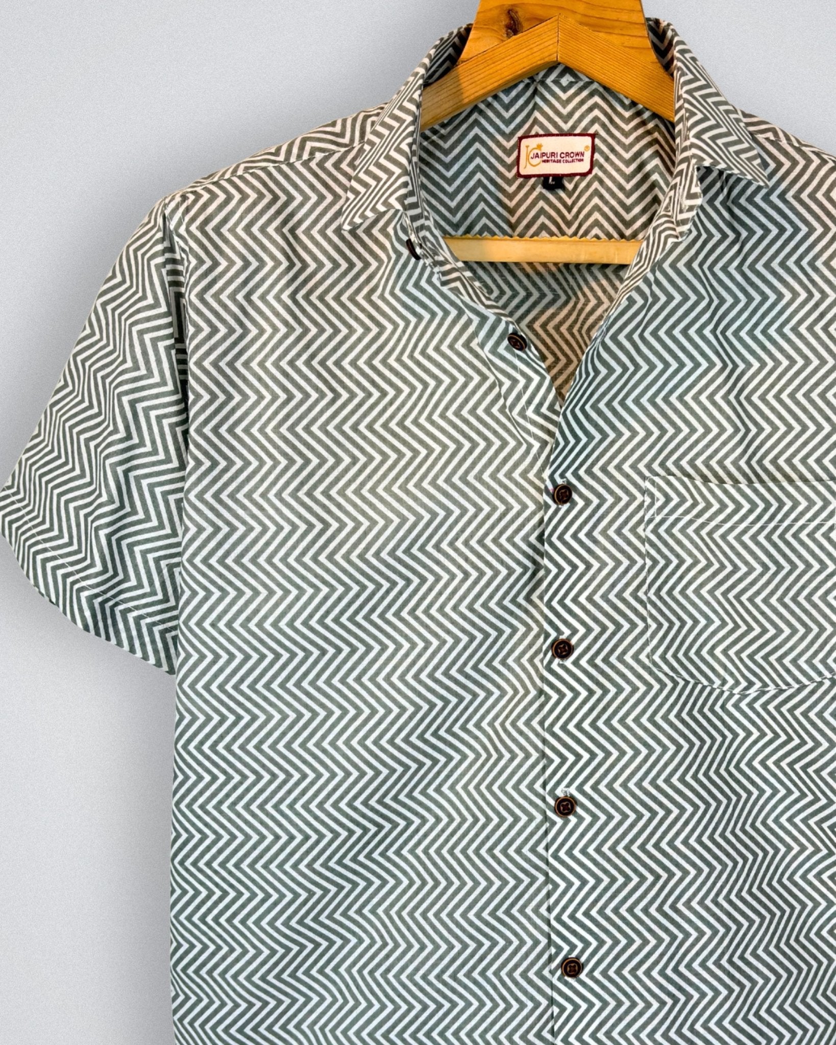 Grey Maze – Geometric Printed Cotton Half Sleeve - Jaipuri Crown