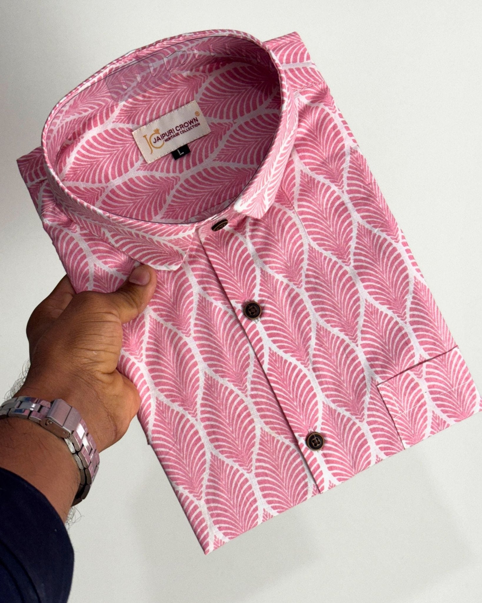 Gul Feathers – Half Sleeve Cotton Shirt - Jaipuri Crown