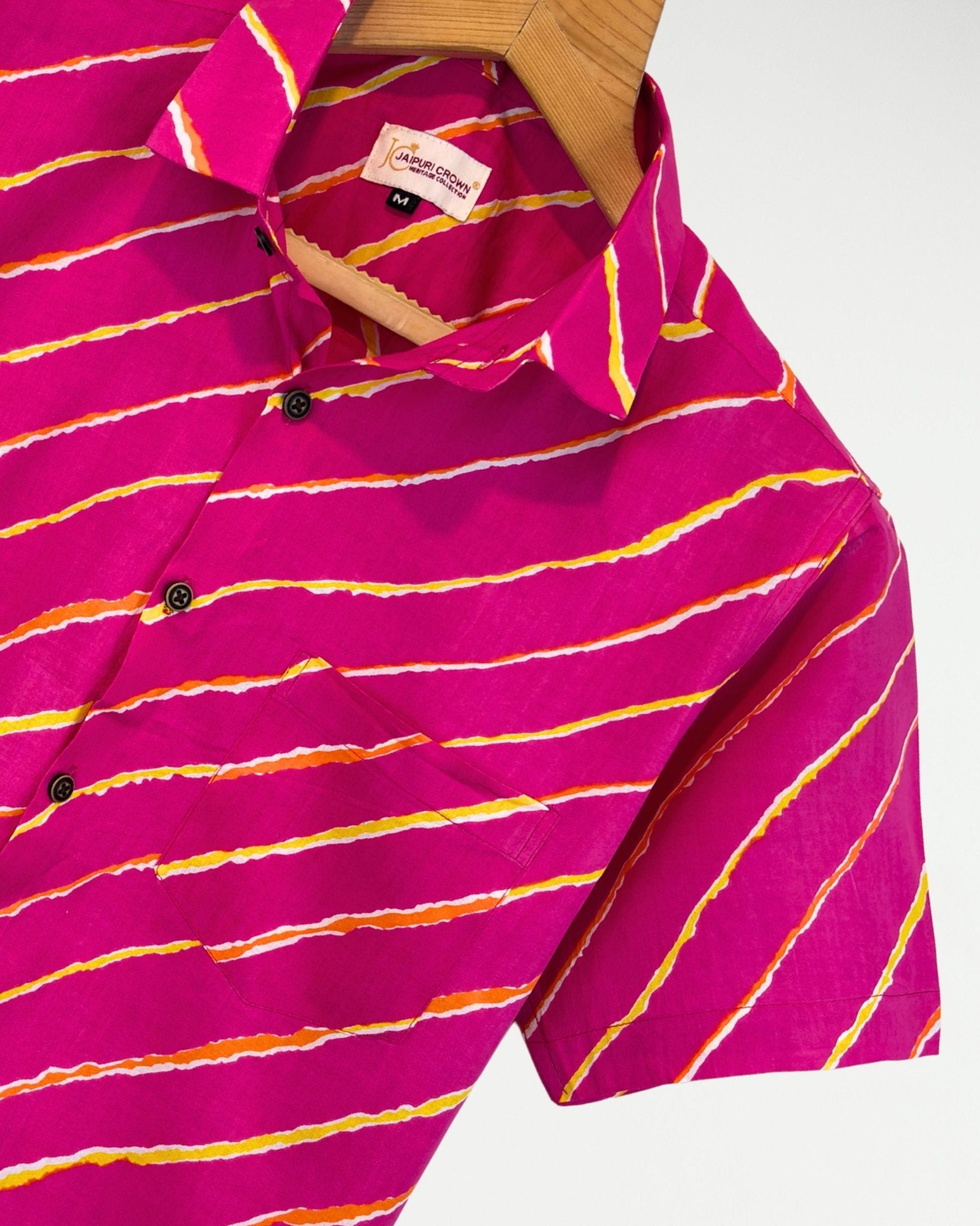 Gulaabi Wave – Half Sleeve Cotton Shirt - Jaipuri Crown