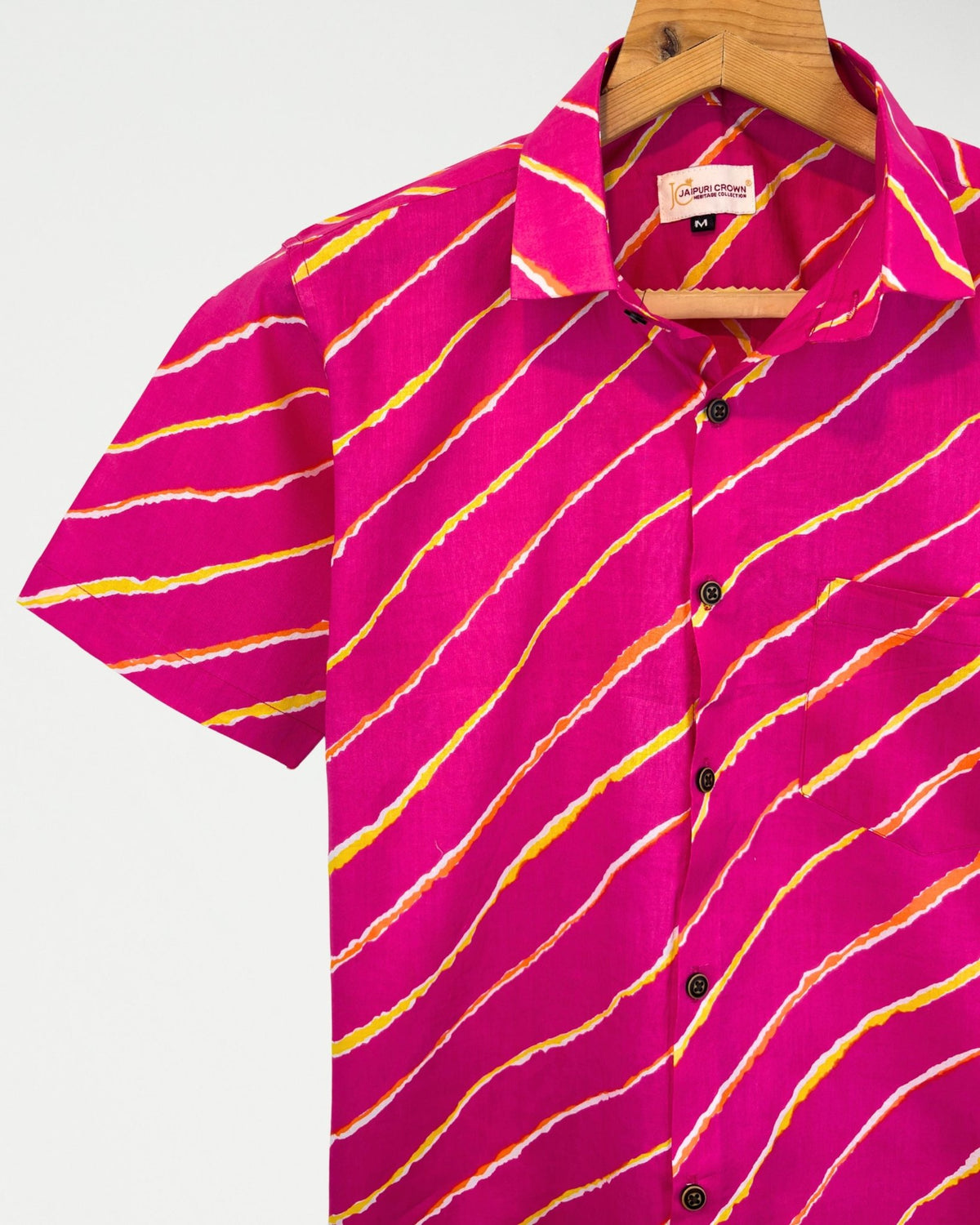 Gulaabi Wave – Half Sleeve Cotton Shirt - Jaipuri Crown