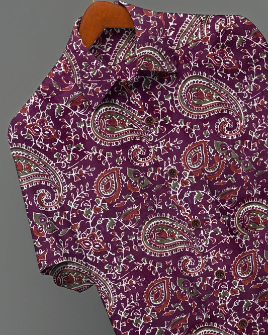 Gulbagh Paisley – Half Sleeve Cotton Shirt - Jaipuri Crown