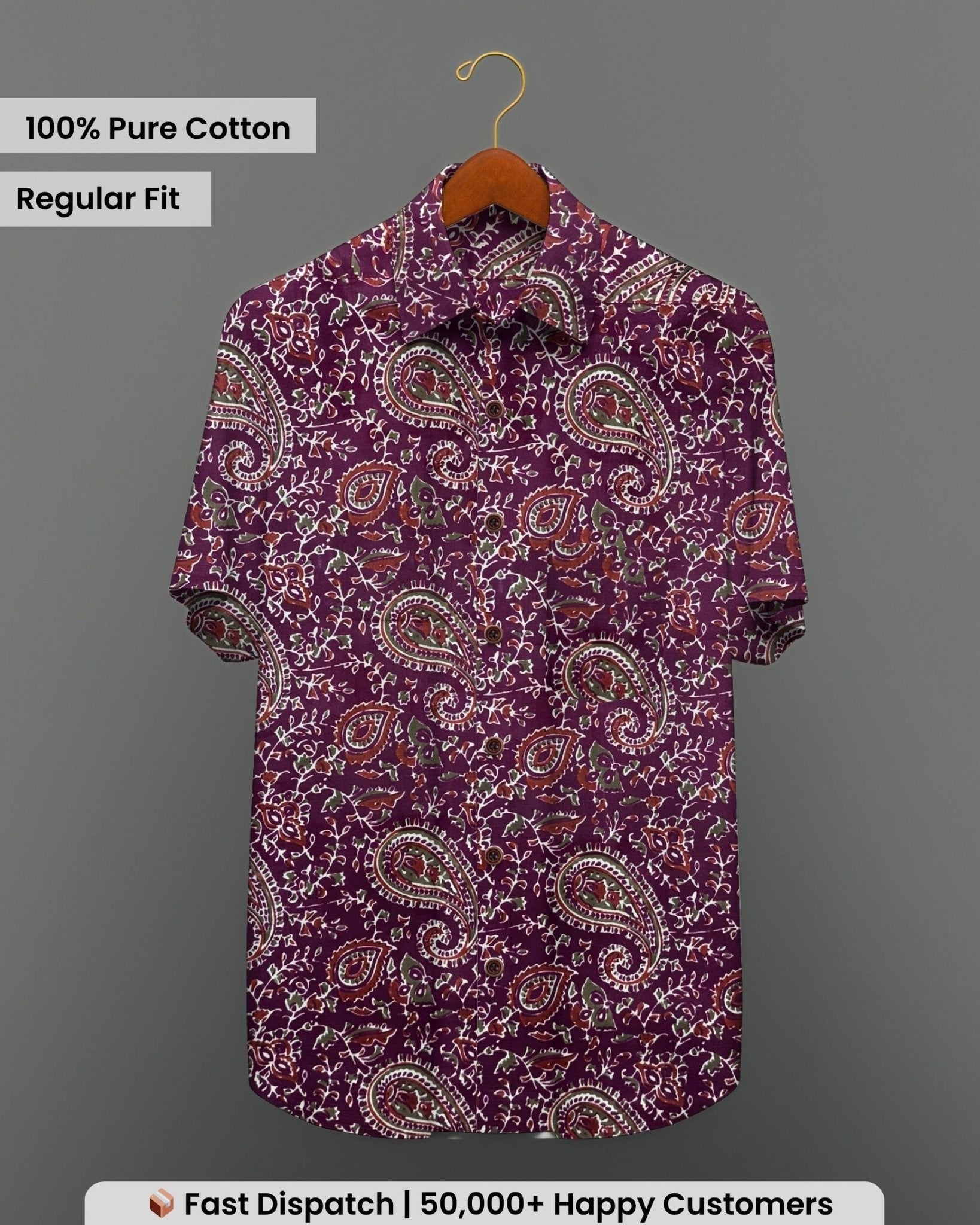 Gulbagh Paisley – Half Sleeve Cotton Shirt - Jaipuri Crown
