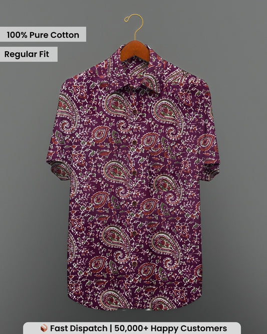 Gulbagh Paisley – Half Sleeve Cotton Shirt - Jaipuri Crown