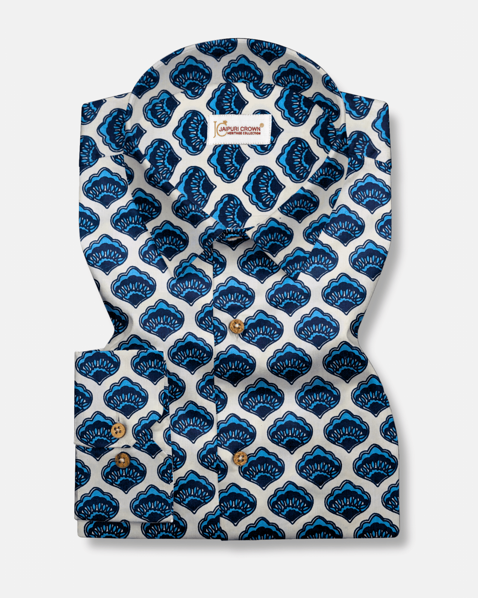 Handblock Caramel - Pure Cotton Shirt - Jaipuri Crown