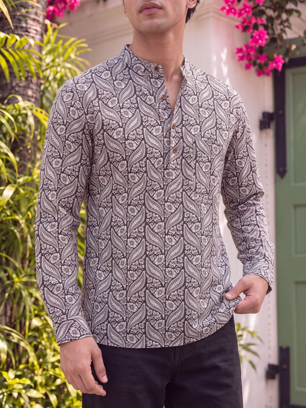 Heritage Bloom – Printed Cotton Short Kurta - Jaipuri Crown