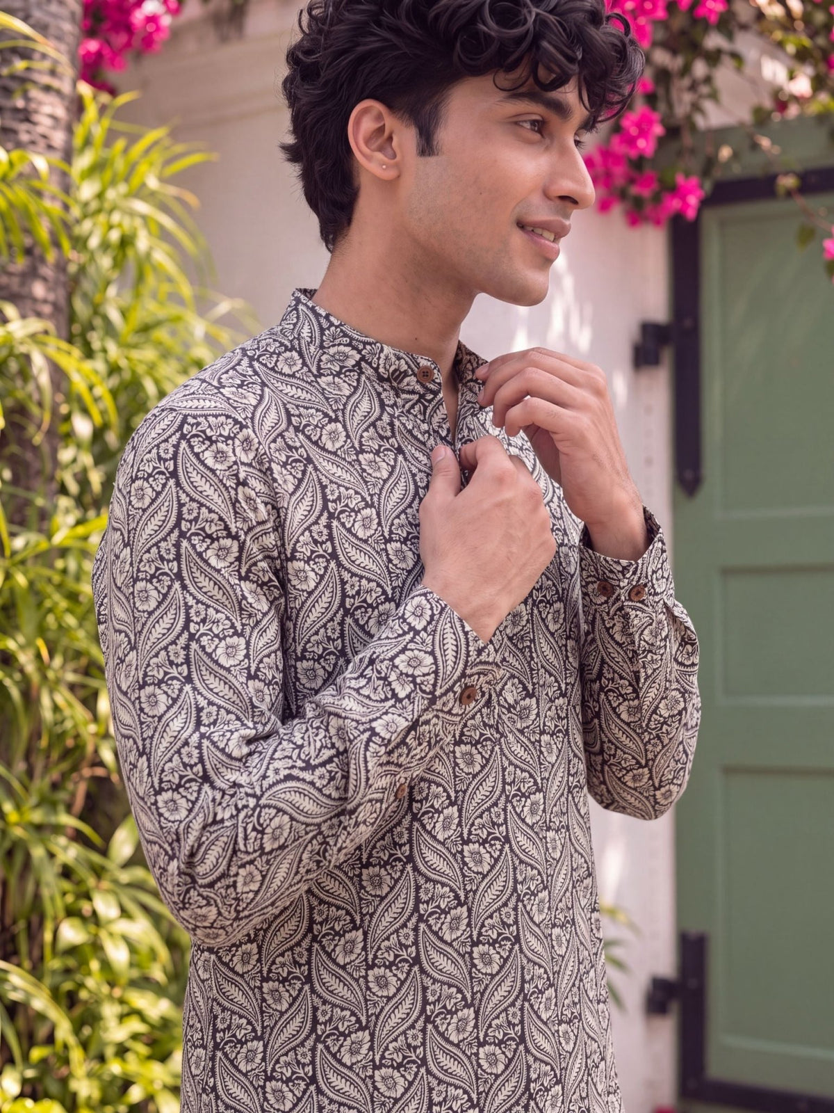 Heritage Bloom – Printed Cotton Short Kurta - Jaipuri Crown