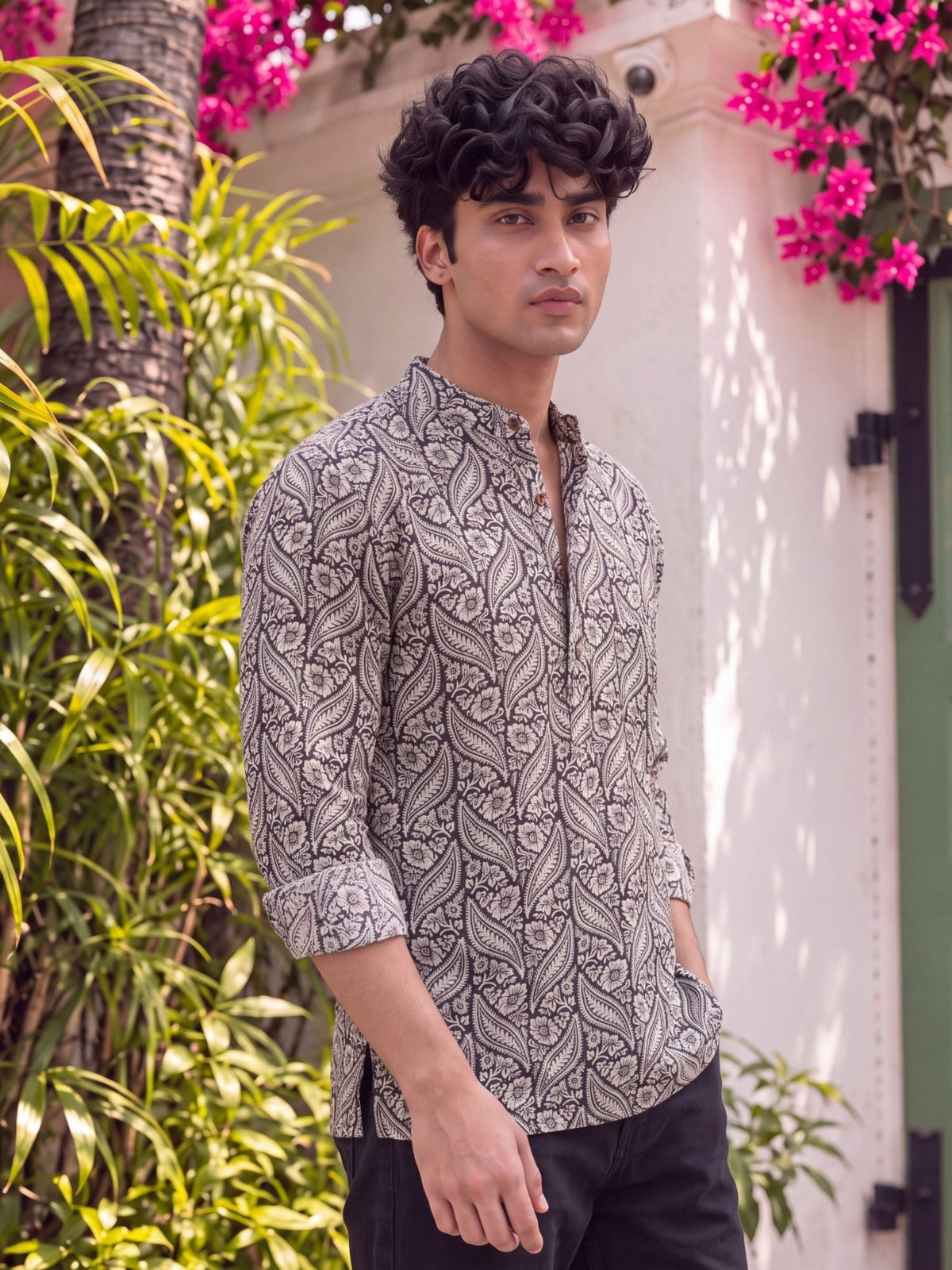 Heritage Bloom – Printed Cotton Short Kurta - Jaipuri Crown