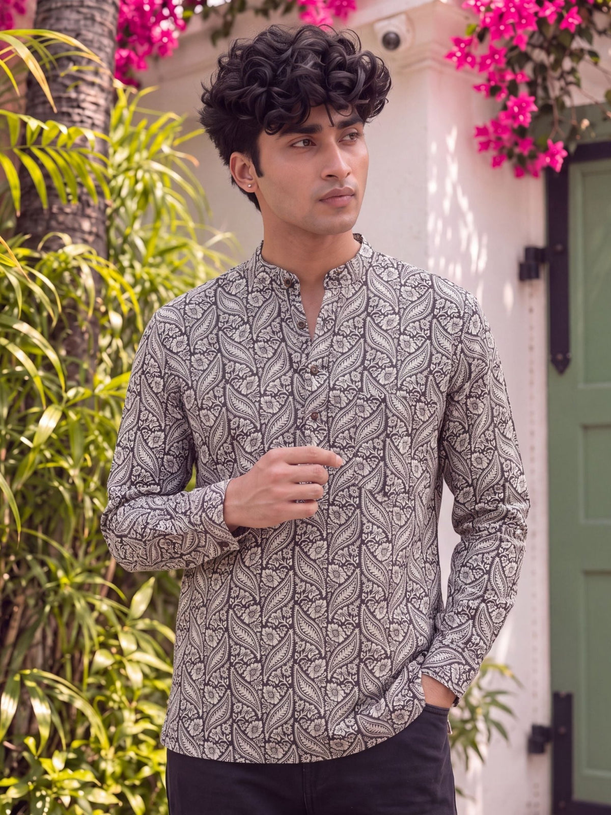 Heritage Bloom – Printed Cotton Short Kurta - Jaipuri Crown