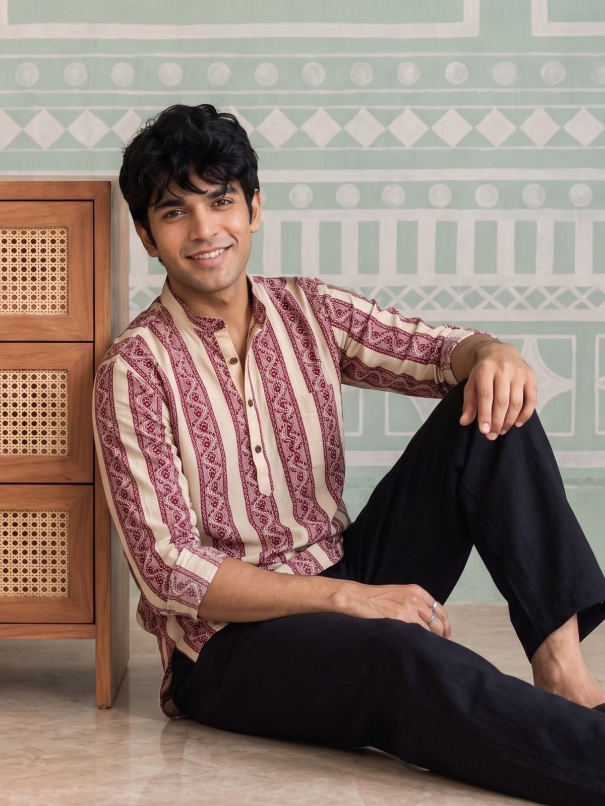 Heritage Charm – Printed Cotton Short Kurta - Jaipuri Crown