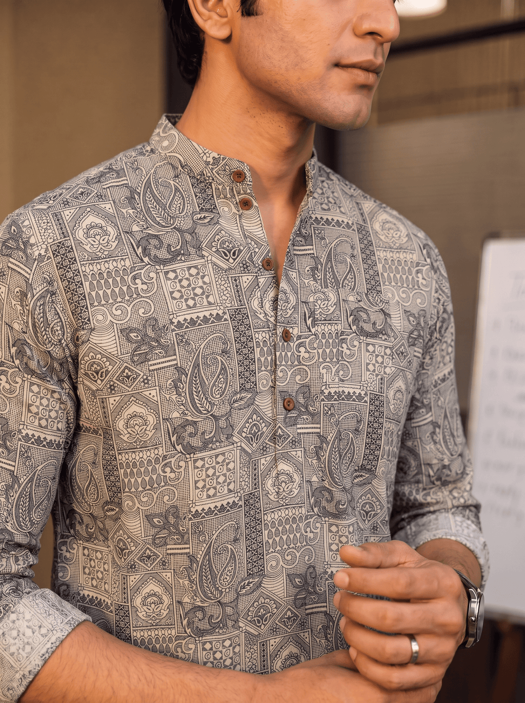 Heritage Charm – Printed Cotton Short Kurta - Jaipuri Crown