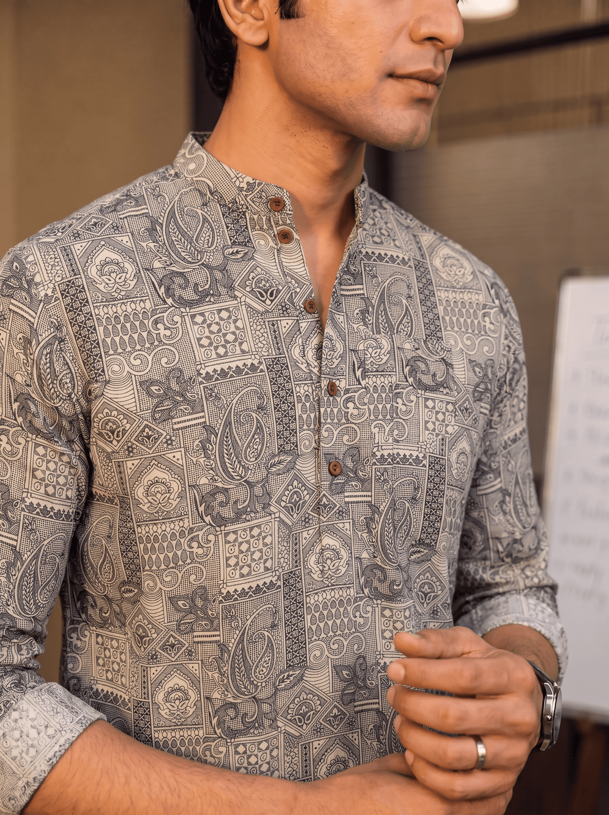 Heritage Charm – Printed Cotton Short Kurta - Jaipuri Crown