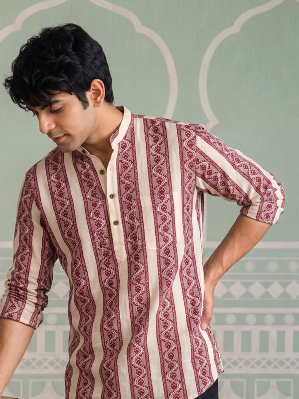 Heritage Charm – Printed Cotton Short Kurta - Jaipuri Crown
