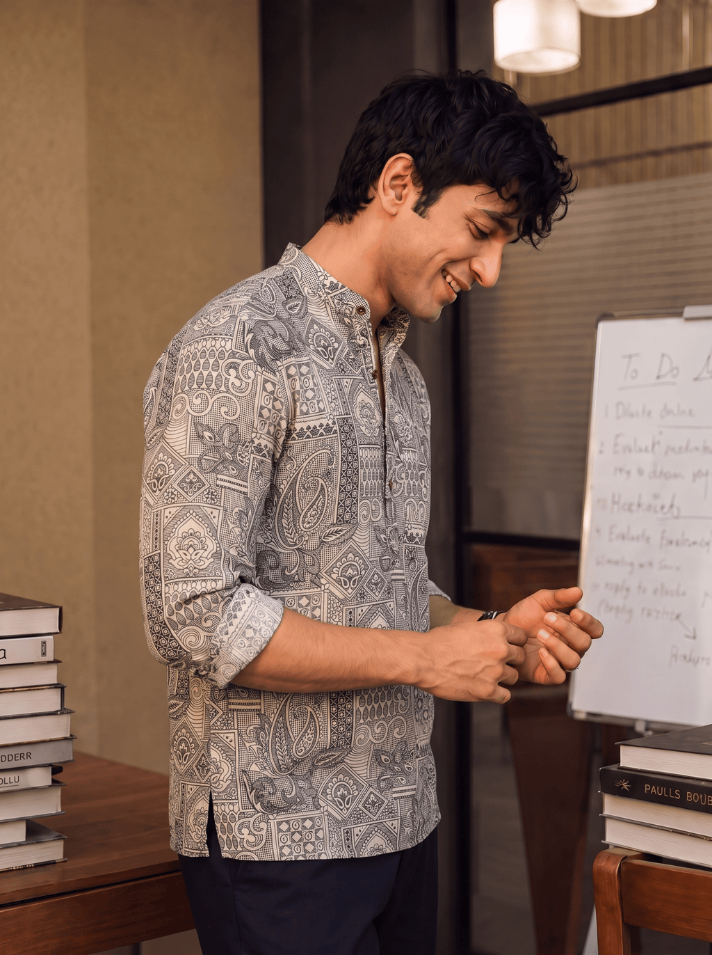 Heritage Charm – Printed Cotton Short Kurta - Jaipuri Crown