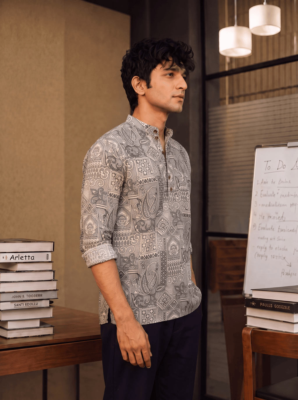 Heritage Charm – Printed Cotton Short Kurta - Jaipuri Crown