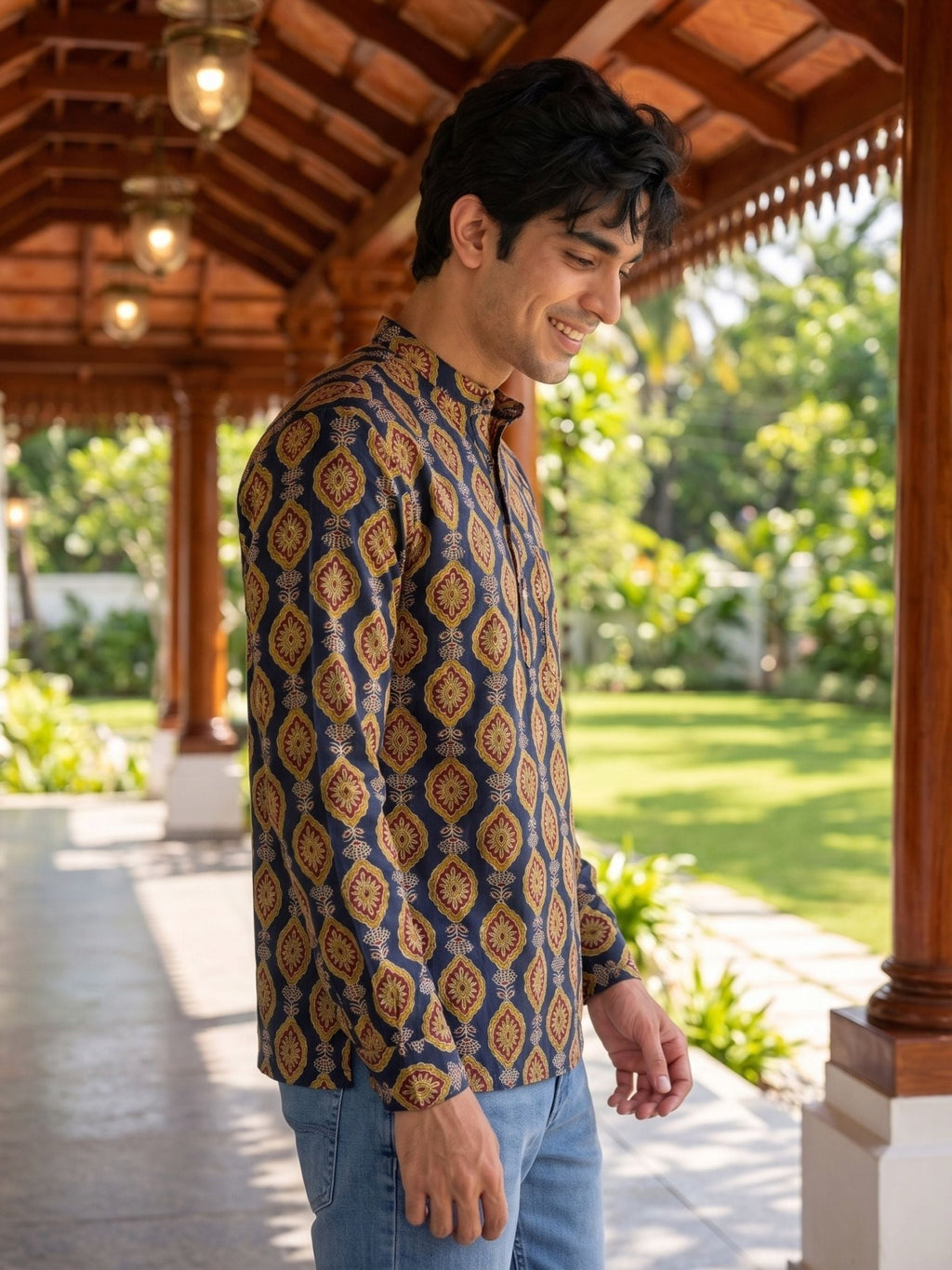 Heritage Charm – Printed Cotton Short Kurta - Jaipuri Crown