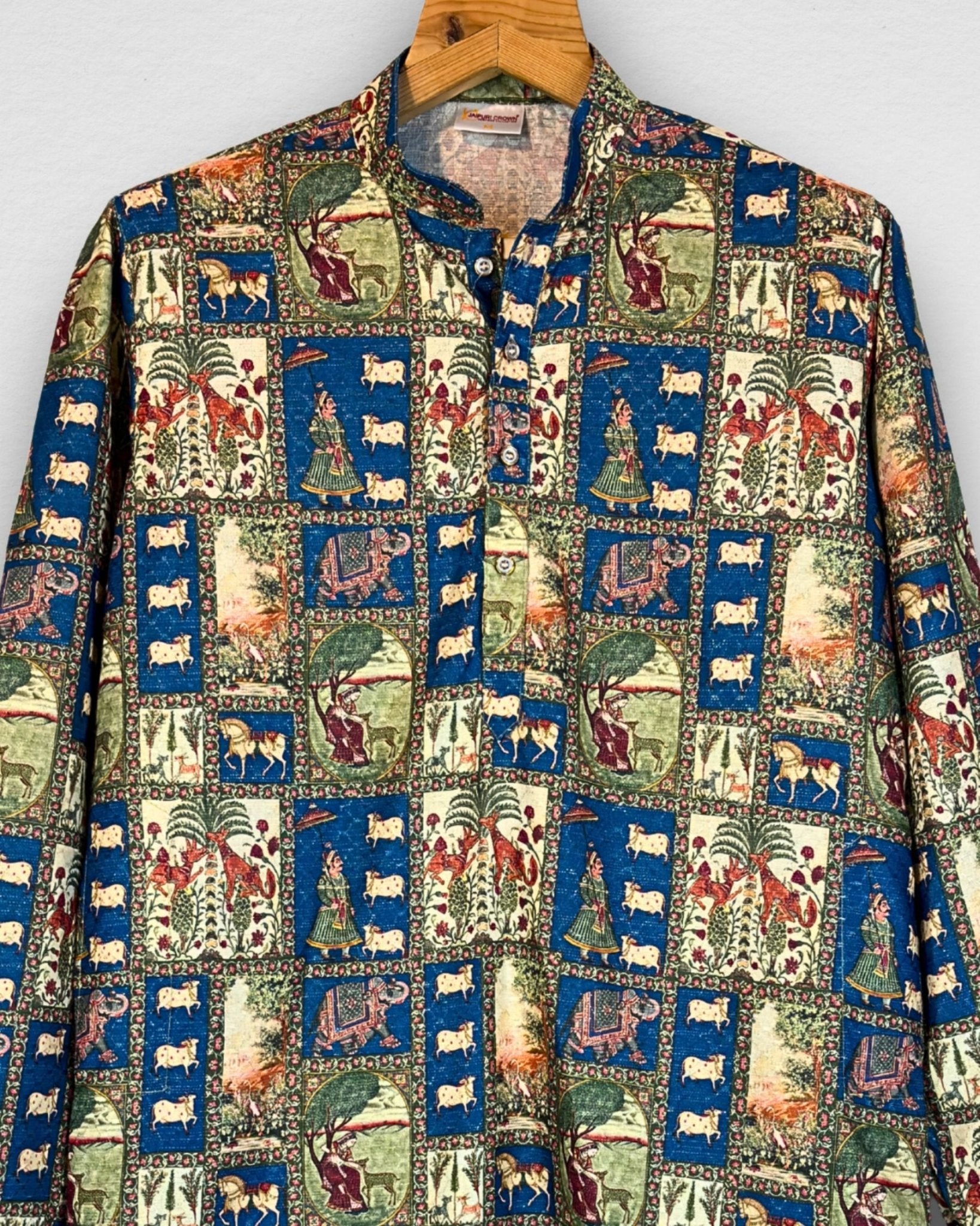 Heritage Miniature Art Long Kurta with Zari Work - Jaipuri Crown