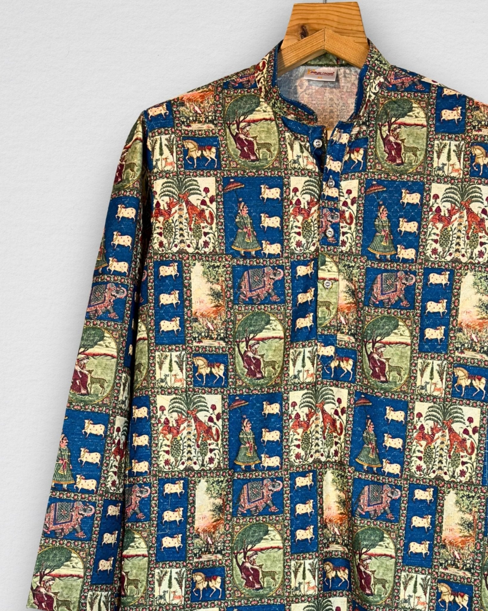 Heritage Miniature Art Long Kurta with Zari Work - Jaipuri Crown
