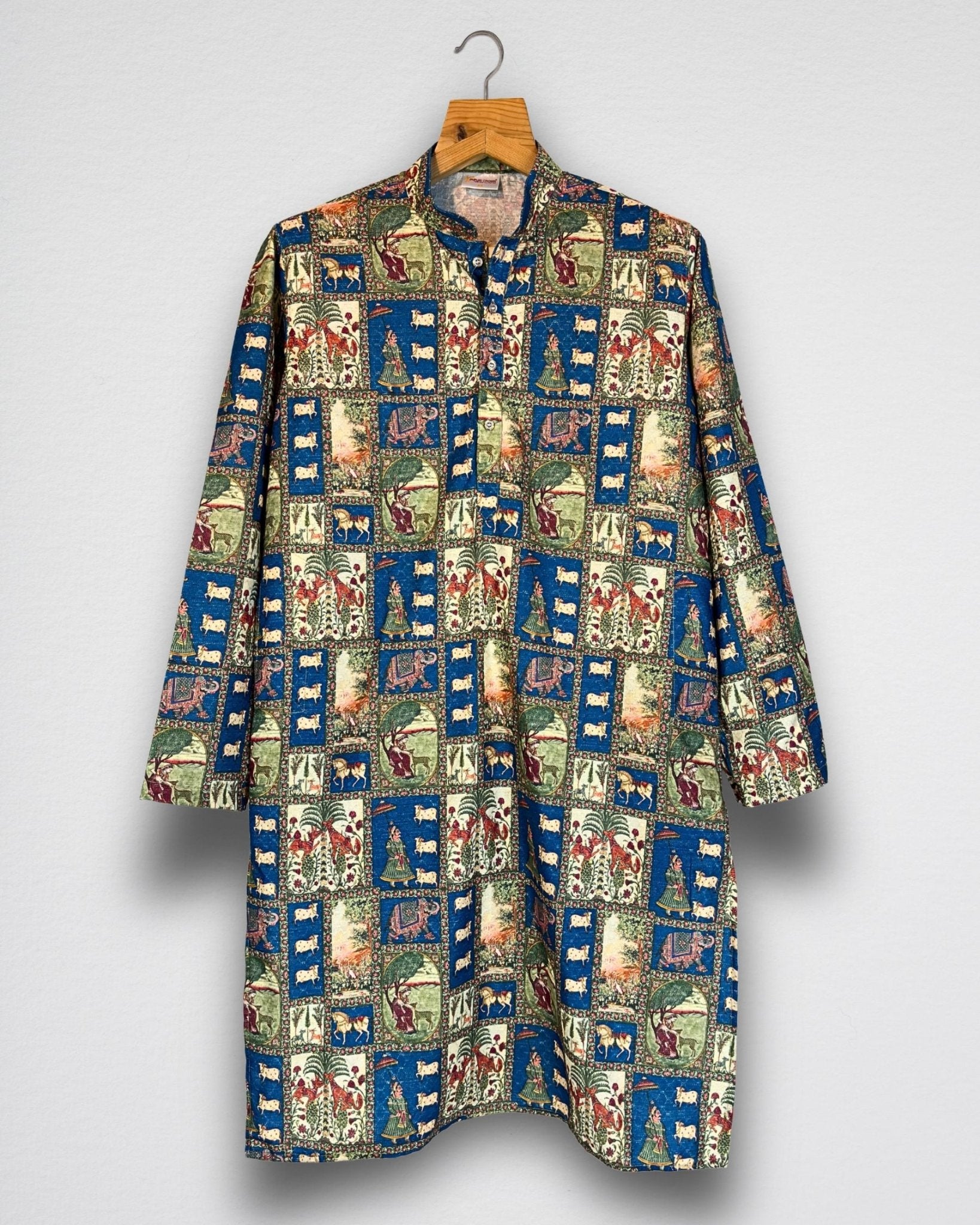 Heritage Miniature Art Long Kurta with Zari Work - Jaipuri Crown