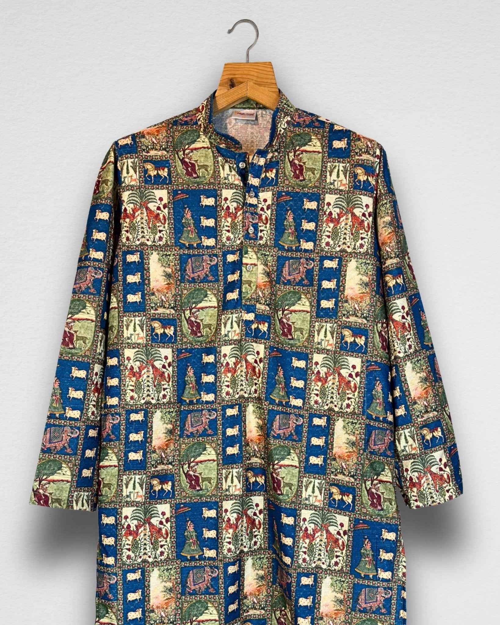 Heritage Miniature Art Long Kurta with Zari Work - Jaipuri Crown