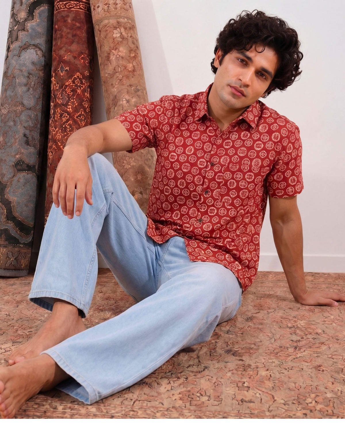 Heritage Red – Sanganeri Printed Cotton Shirt - Jaipuri Crown
