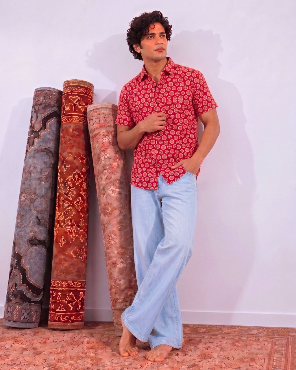 Heritage Red – Sanganeri Printed Cotton Shirt - Jaipuri Crown