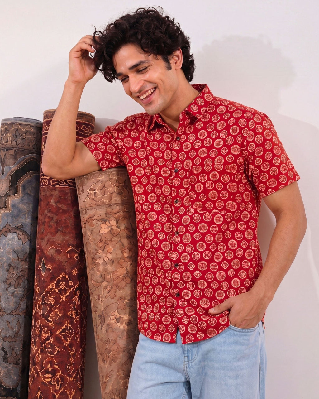 Heritage Red – Sanganeri Printed Cotton Shirt - Jaipuri Crown