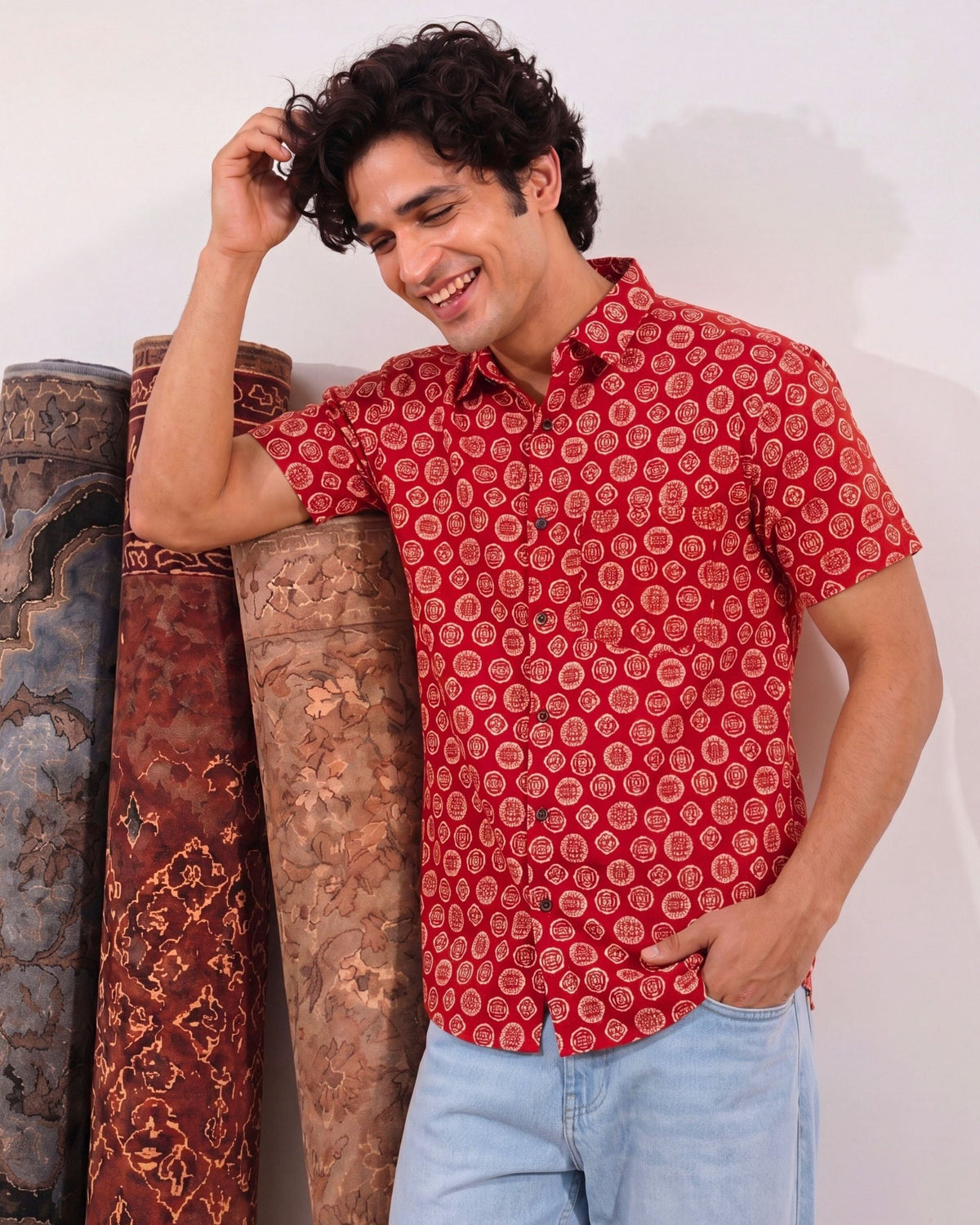 Heritage Red – Sanganeri Printed Cotton Shirt - Jaipuri Crown