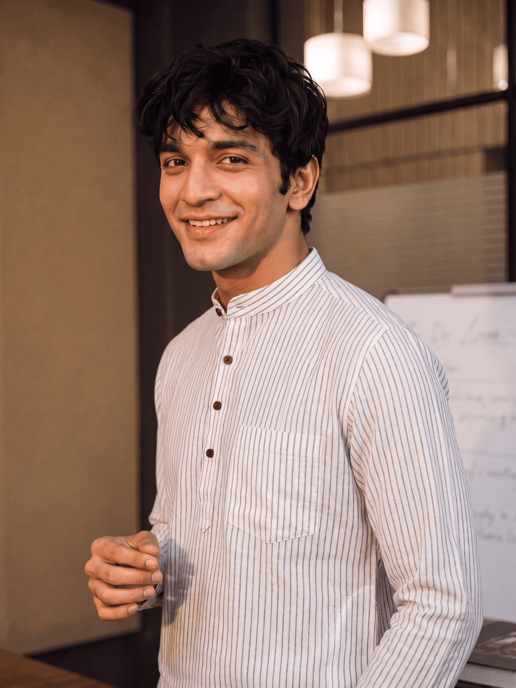 Heritage Stripes – Men's Cotton Short Kurta - Jaipuri Crown