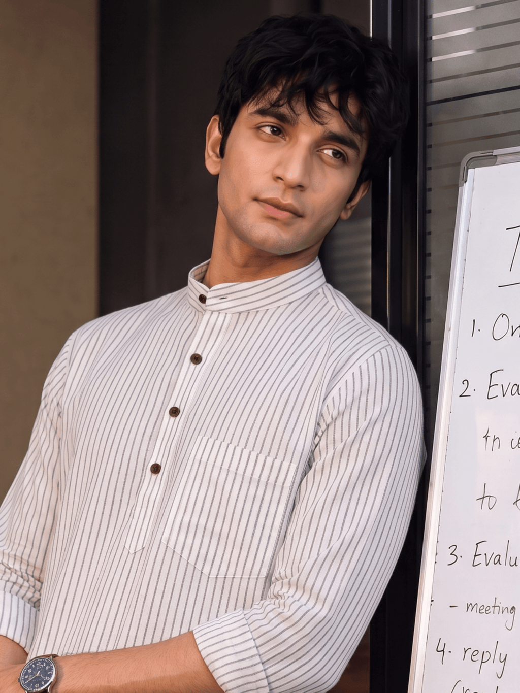 Heritage Stripes – Men's Cotton Short Kurta - Jaipuri Crown