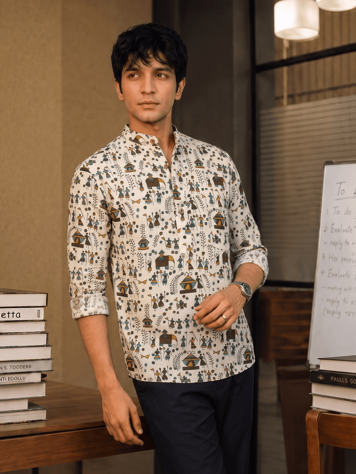 Heritage Vibes – Printed Cotton Short Kurta - Jaipuri Crown