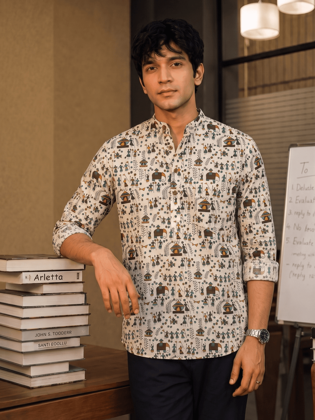 Heritage Vibes – Printed Cotton Short Kurta - Jaipuri Crown