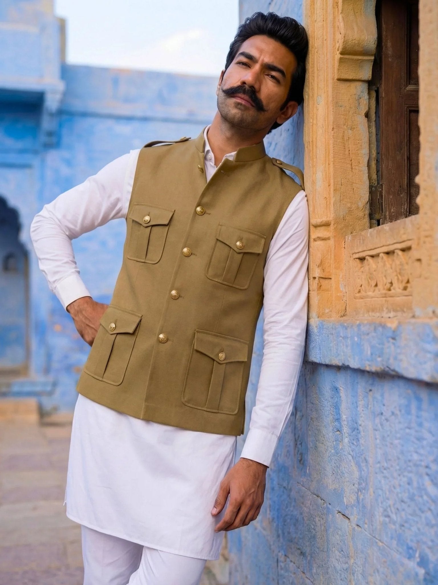 Hunting Jacket - Biege - Jaipuri Crown