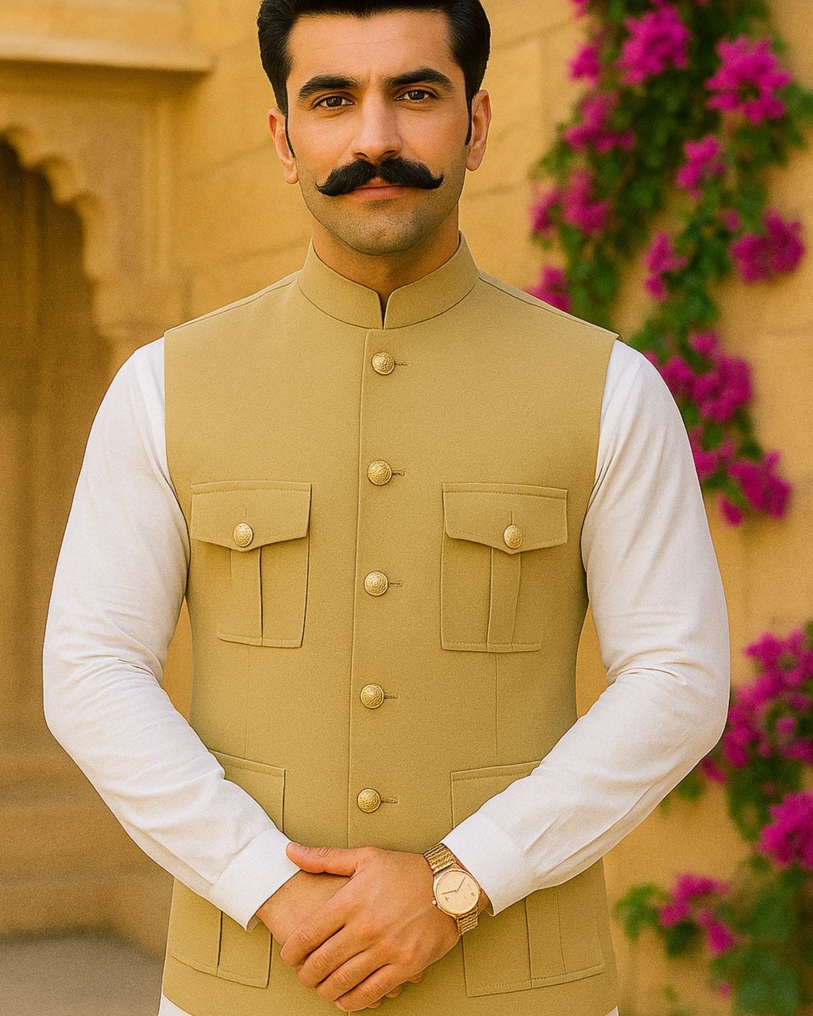 Hunting Jacket - Biege - Jaipuri Crown