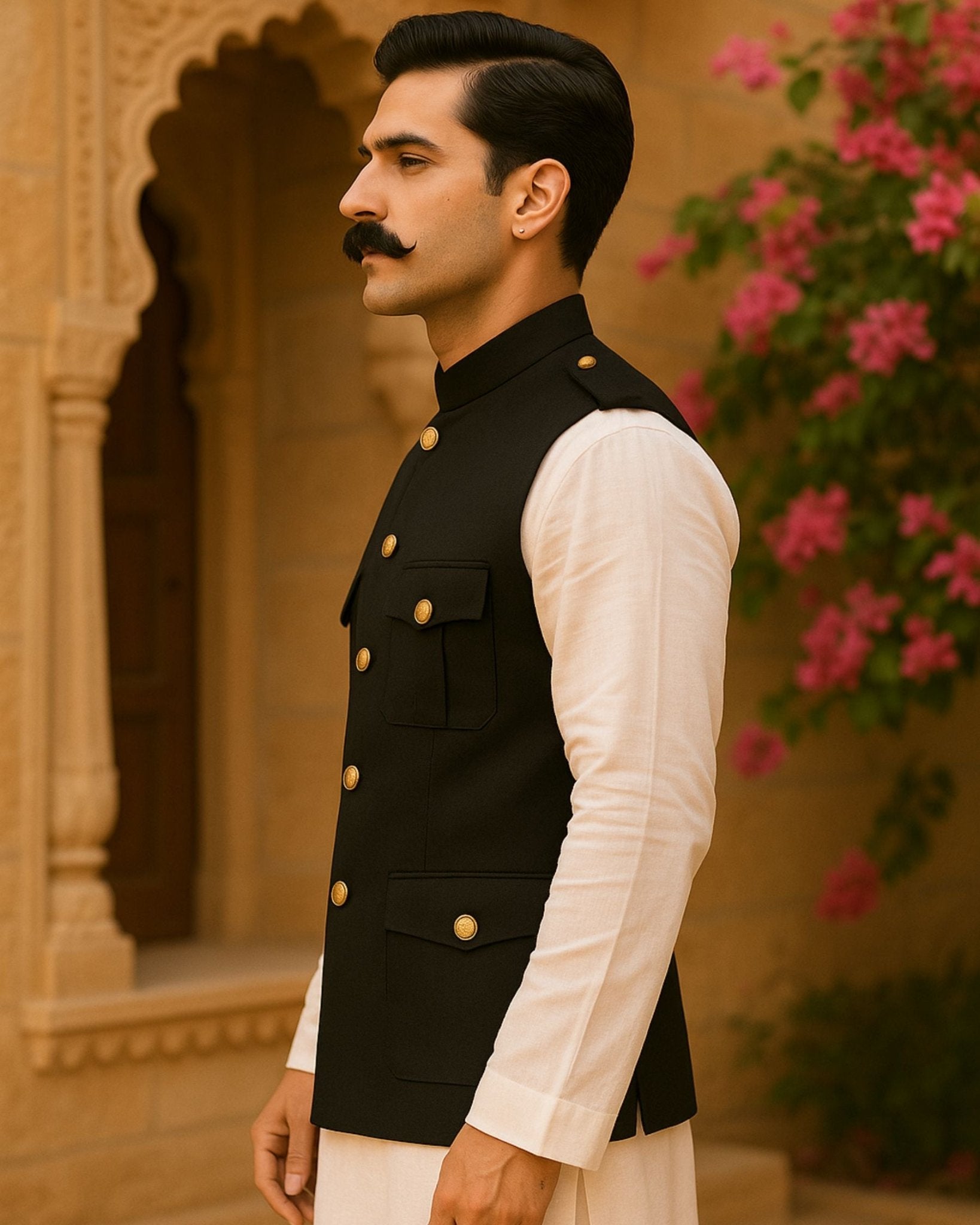 Hunting Jacket - Black - Jaipuri Crown