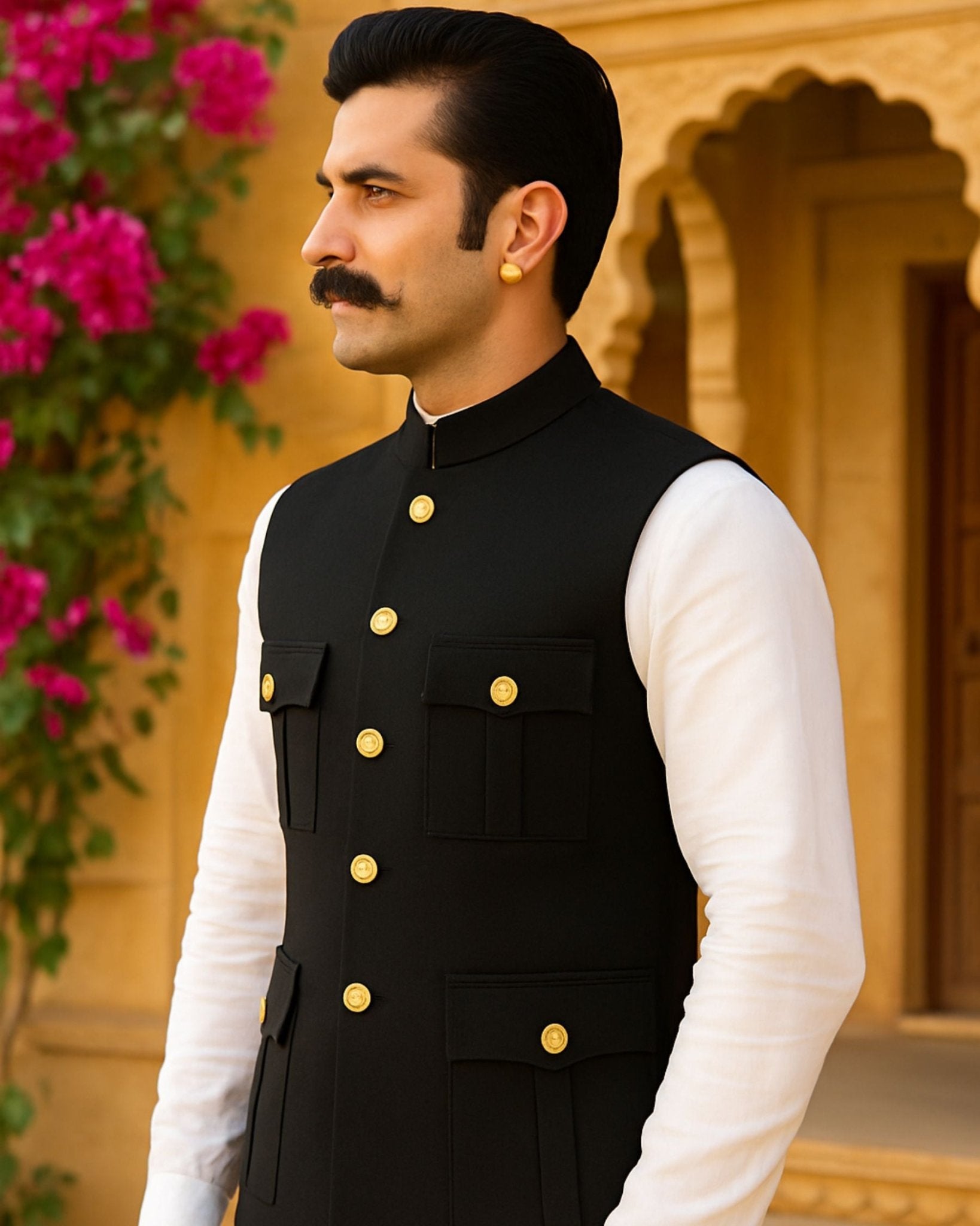 Hunting Jacket - Black - Jaipuri Crown