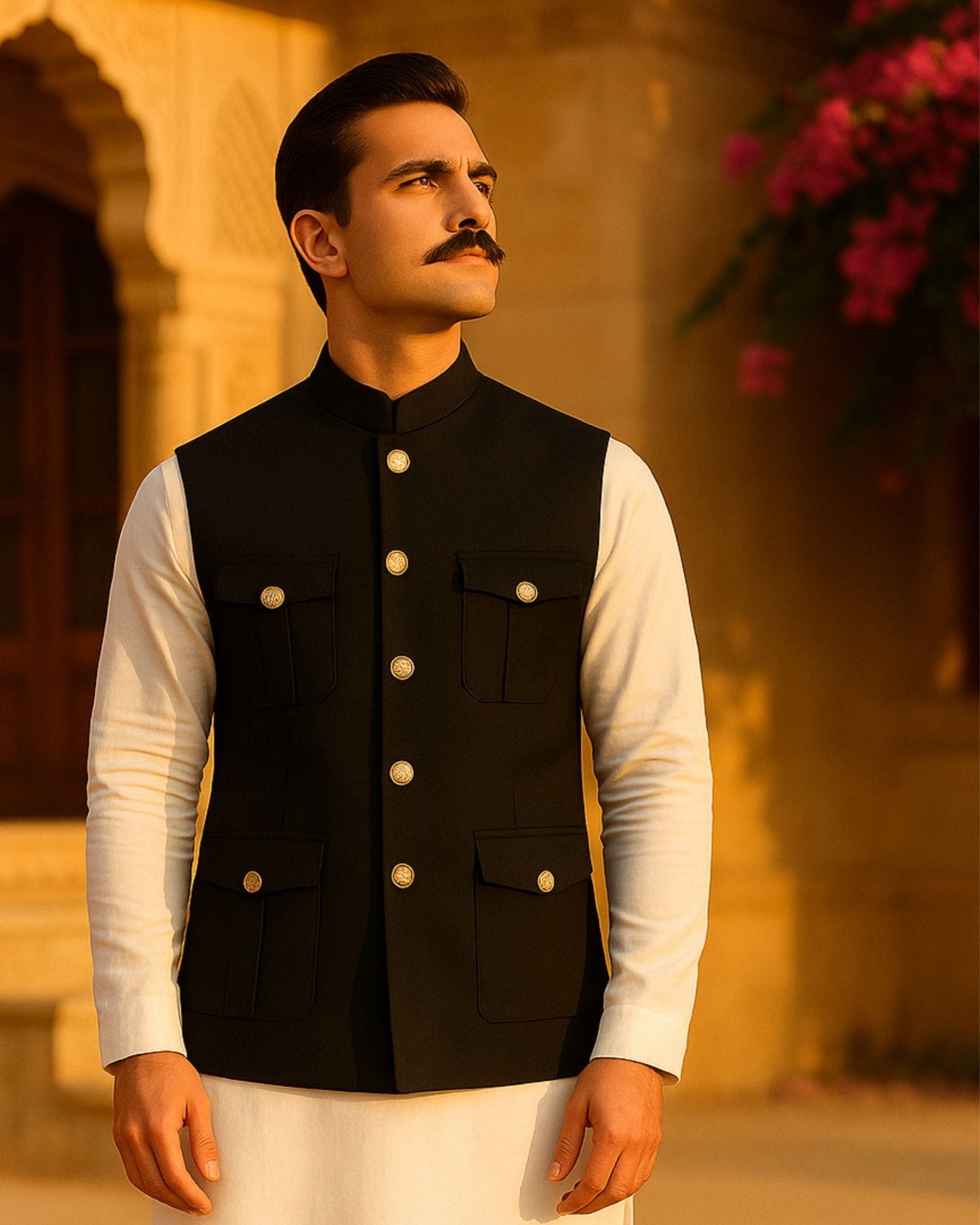 Hunting Jacket - Black - Jaipuri Crown
