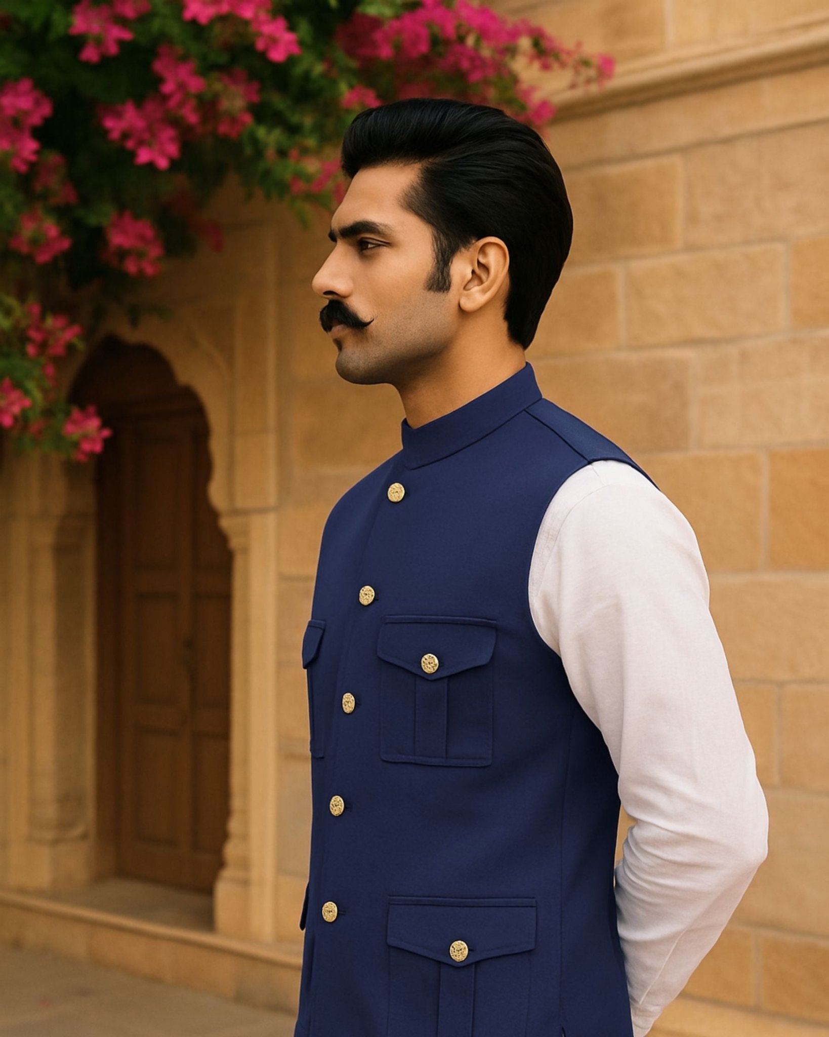 Hunting Jacket - Blue - Jaipuri Crown