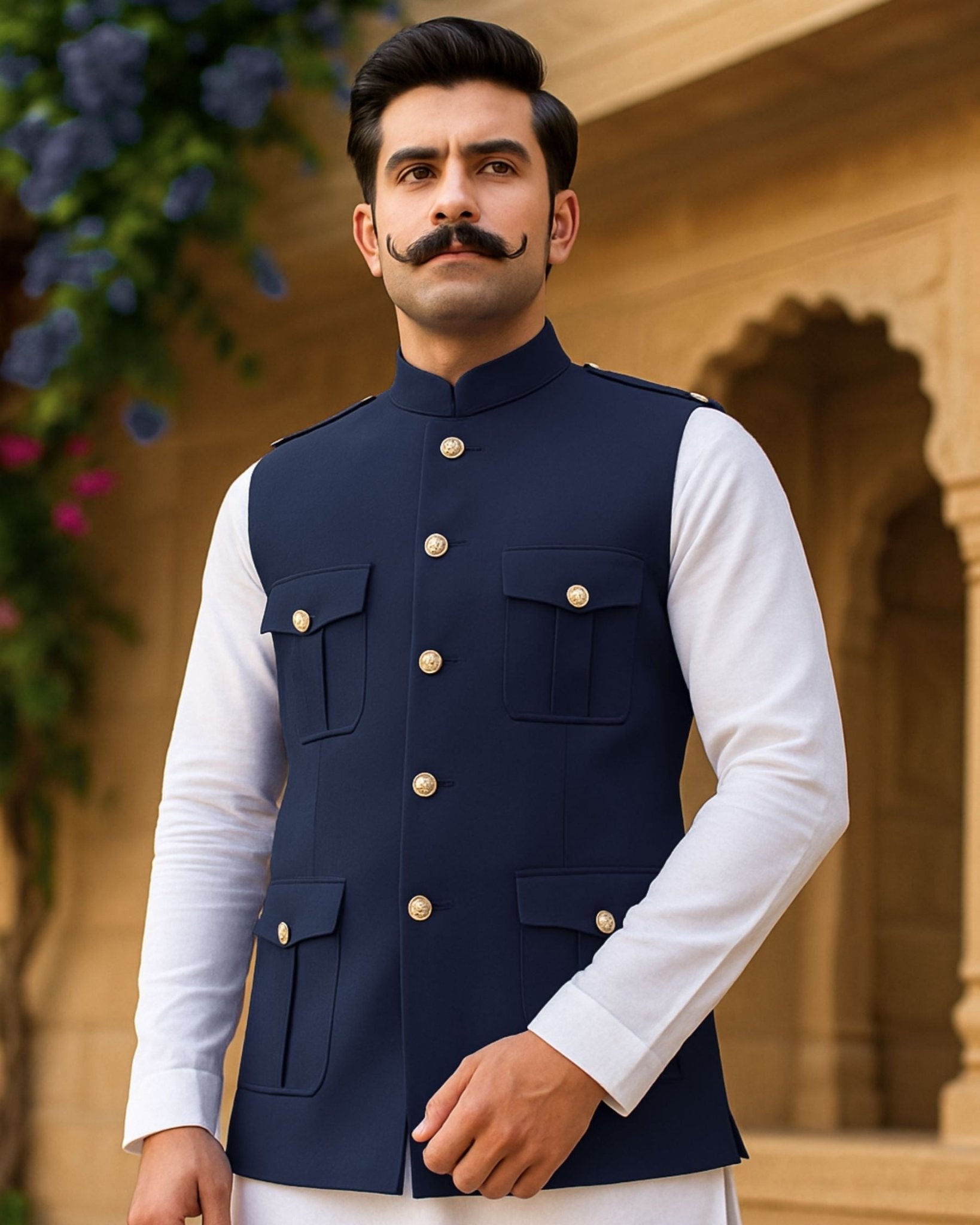 Hunting Jacket - Blue - Jaipuri Crown