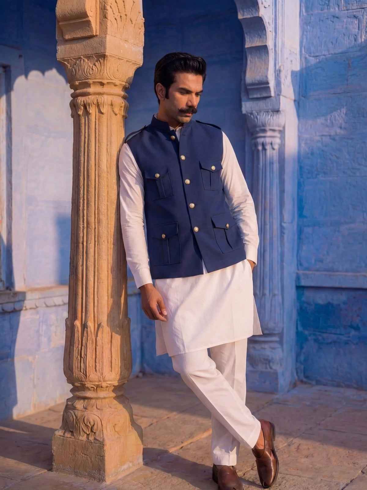 Hunting Jacket - Blue - Jaipuri Crown
