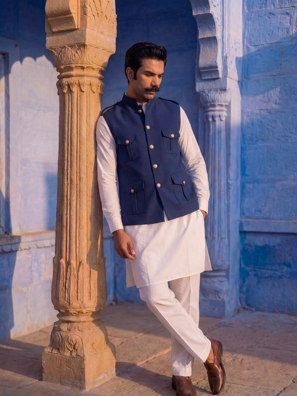 Hunting Jacket - Blue - Jaipuri Crown