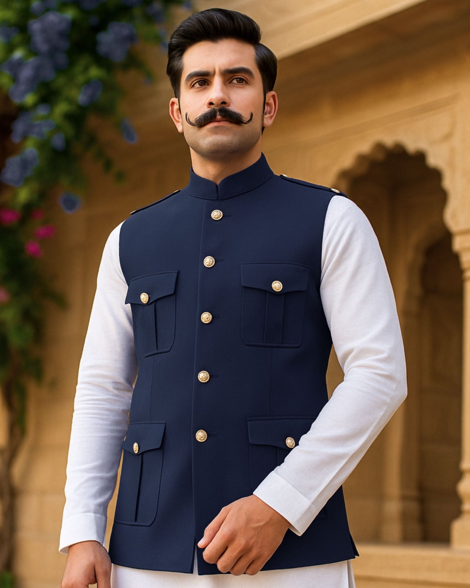 Hunting Jacket - Blue - Jaipuri Crown