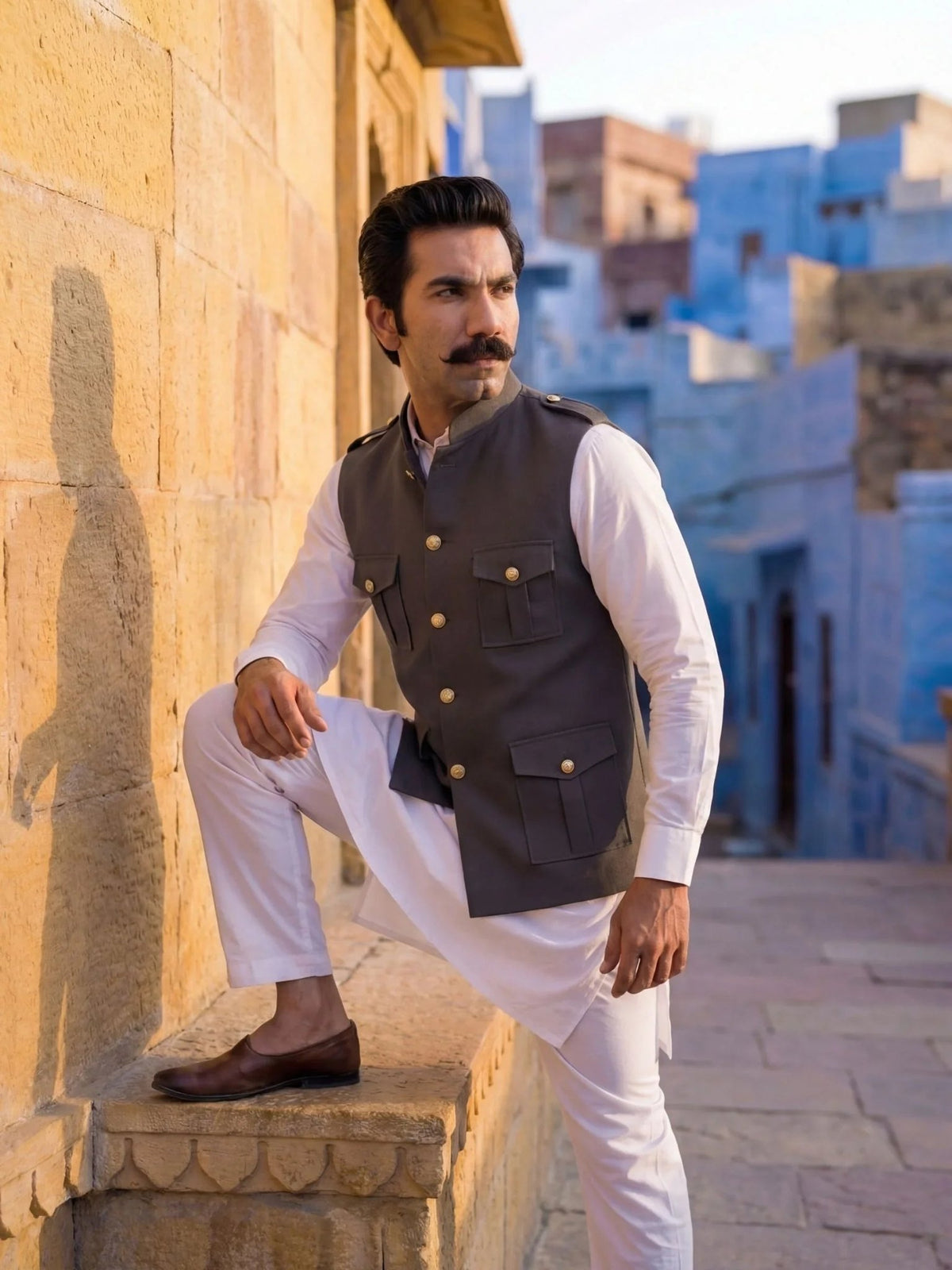 Hunting Jacket - Grey Color - Jaipuri Crown